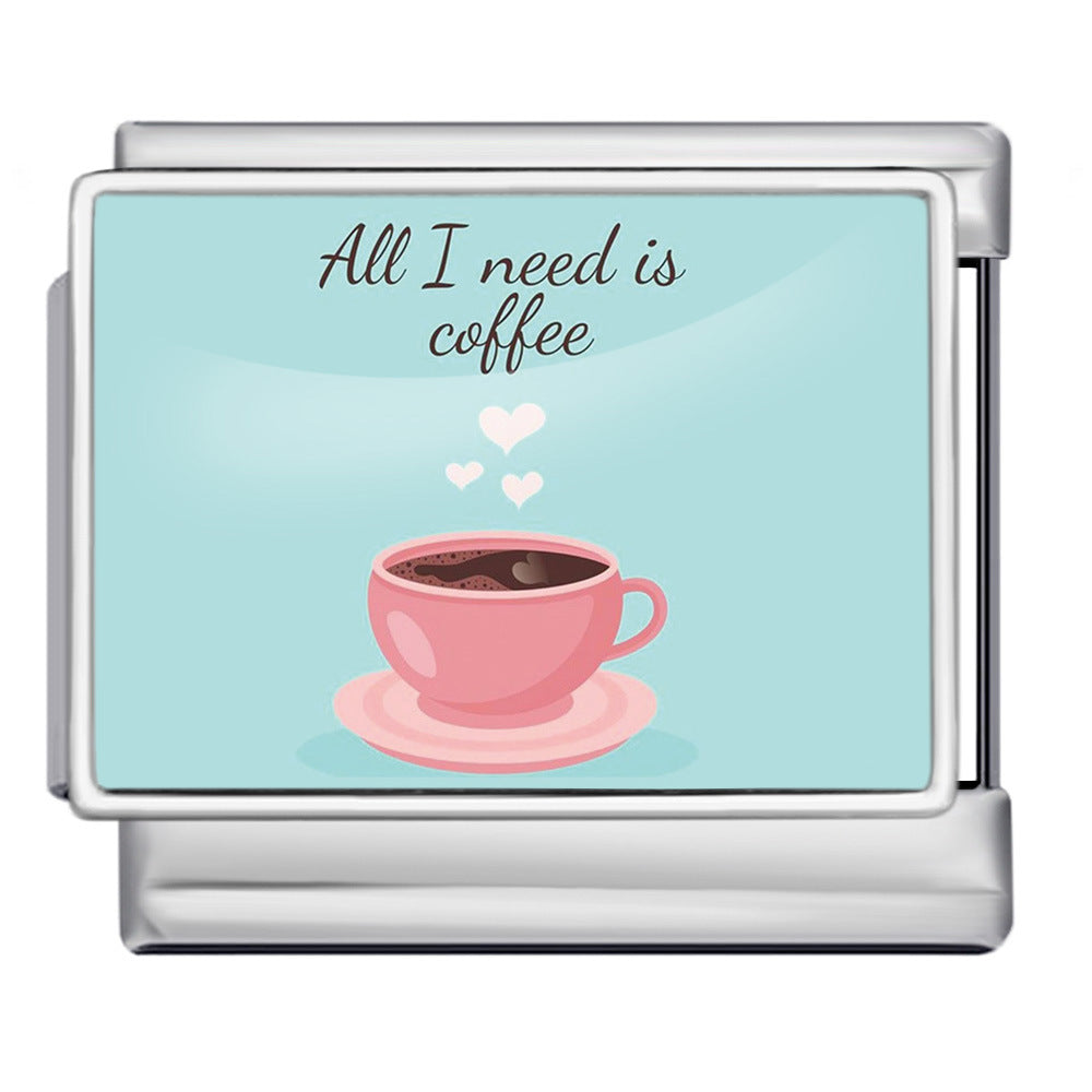 Wholesale Italian Charm Bracelet 9mm DIY  image style English landmark Creative Stainless Steel Composable Bracelet