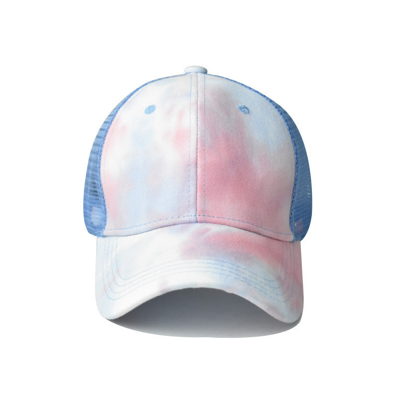 Wholesale Tie Dye Cotton Baseball Cap For Women Adjustable Ponytail Sun Hat Breathable Summer Outdoor