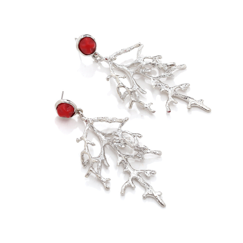 Wholesale  Concave and Convex Texture Coral Pendant Earrings