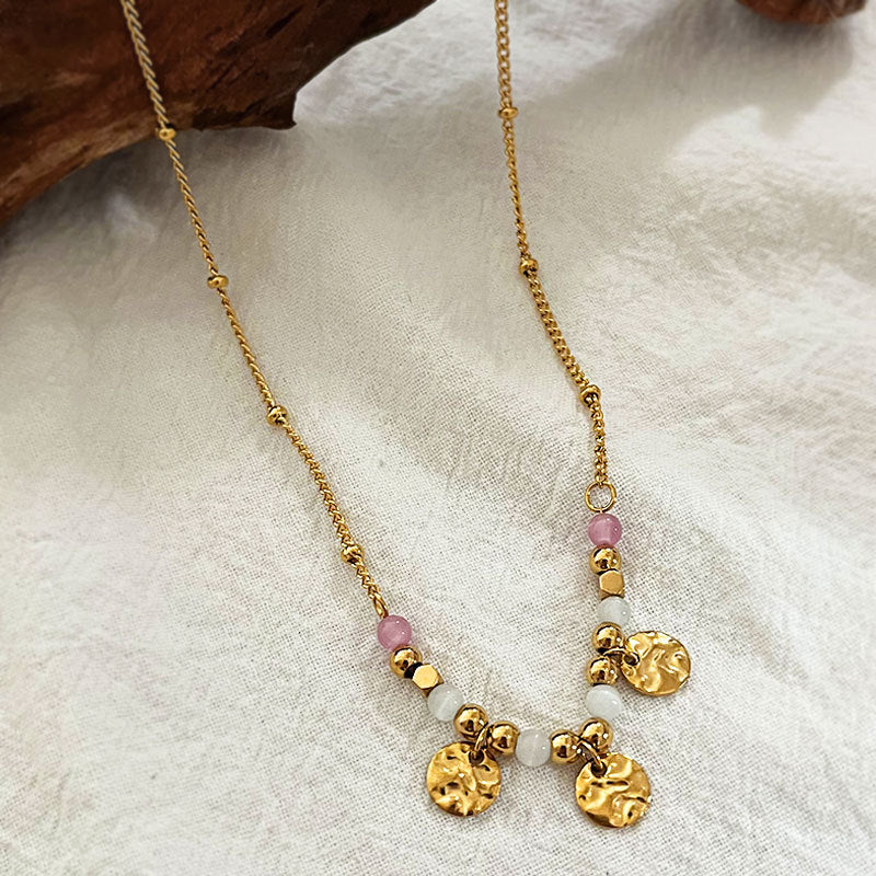 Wholesale tapping texture round pendant necklace