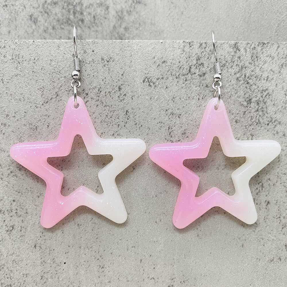 Wholesale Bright Hollow Colorful Five-pointed Star Acrylic Earrings ACC-ES-ChenY075