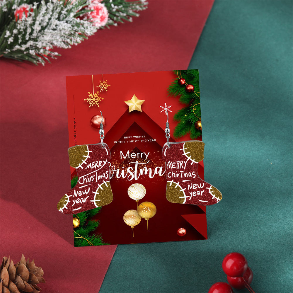 Wholesale acrylic earrings  personality Christmas Santa Claus earrings