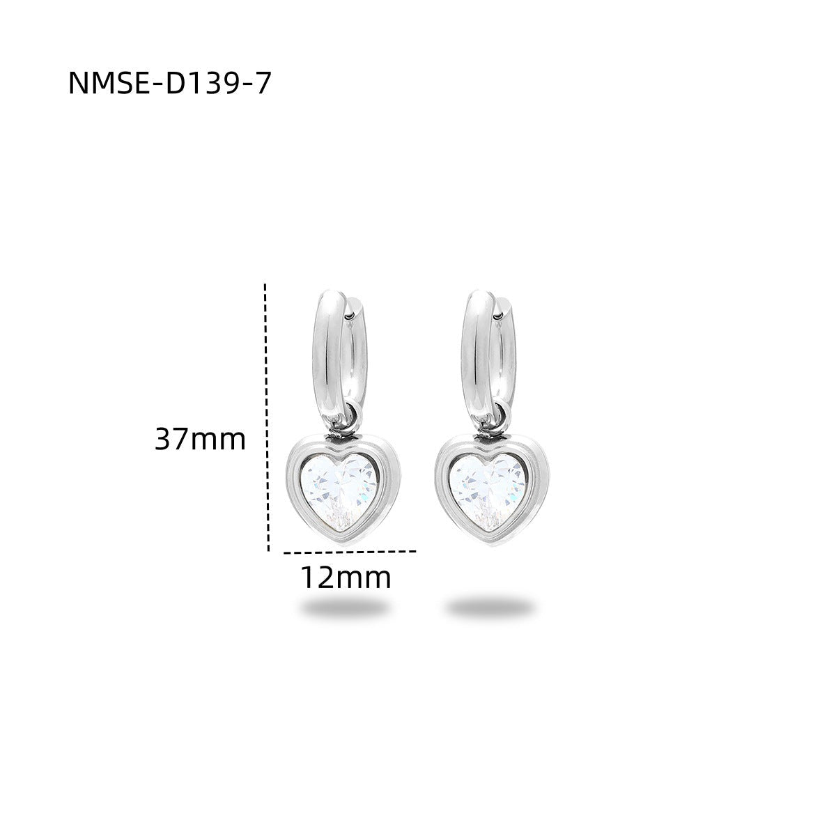 Wholesale  love  light luxury inlaid colored diamond 18K gold stainless steel earrings