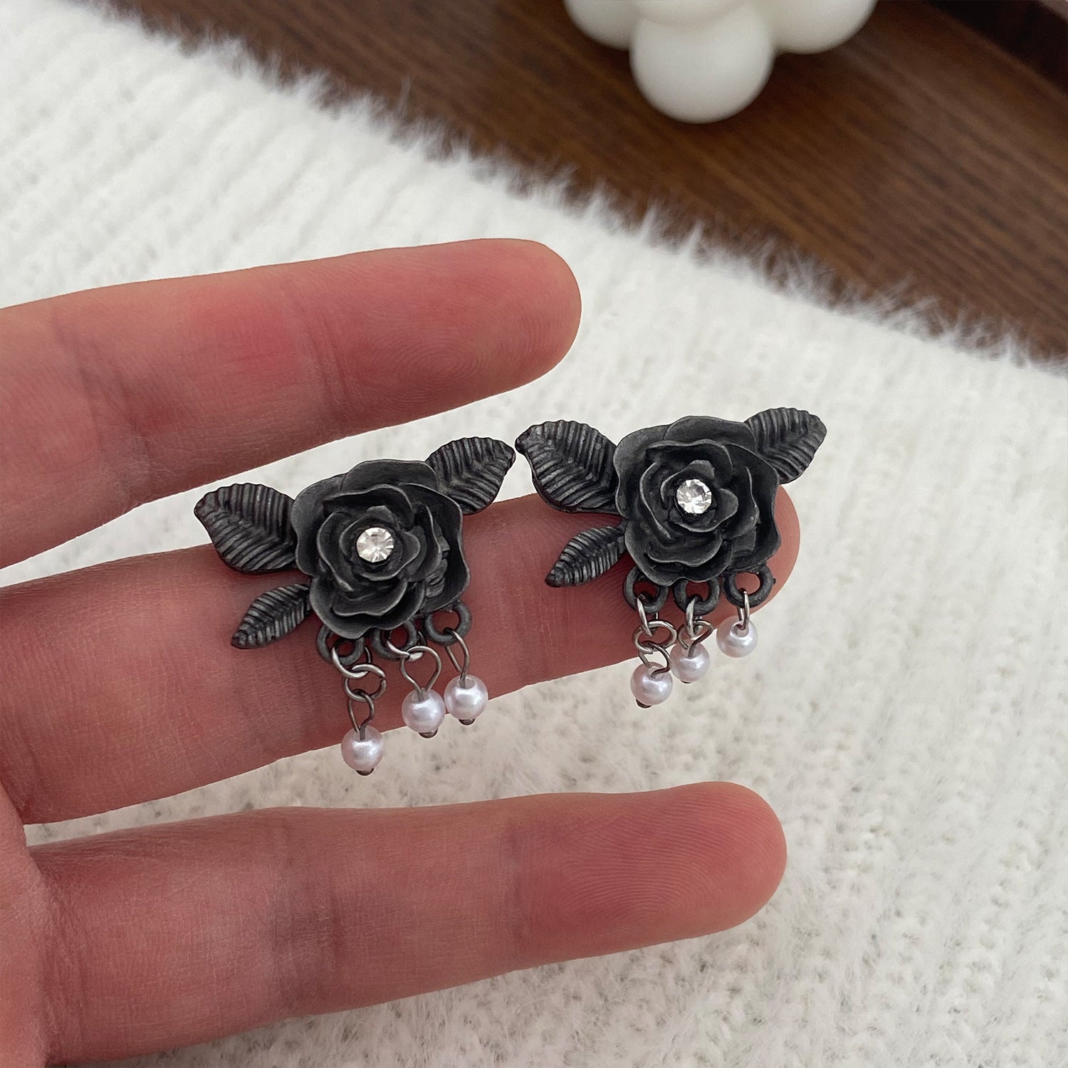 Wholesale Baking Paint Finish Frosted Flower Earrings Trendy Multi Layer Petal Jewelry Accessory For Boutique Resale