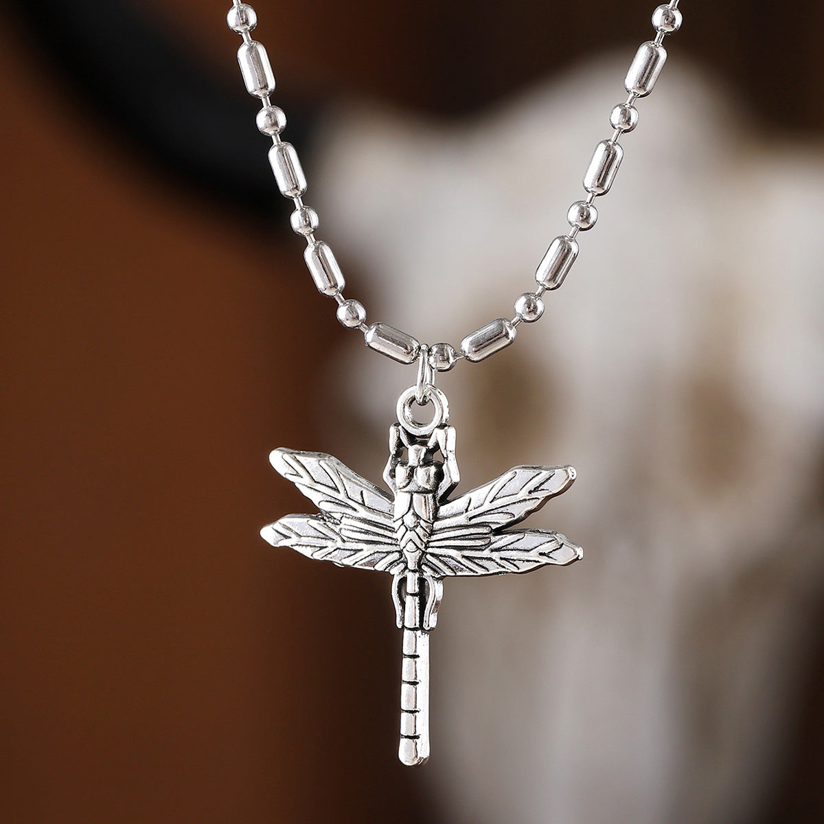 Wholesale Zinc Alloy Electroplated Dragonfly Necklace Retro Punk Style Fashion Accessory