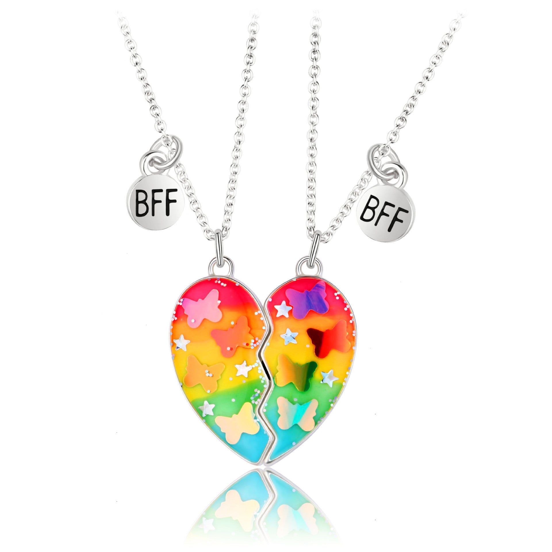 Wholesale Magnetic Cute Sequin Heart Pendant Necklaces Necklace Set ACC-NE-Tiangao007