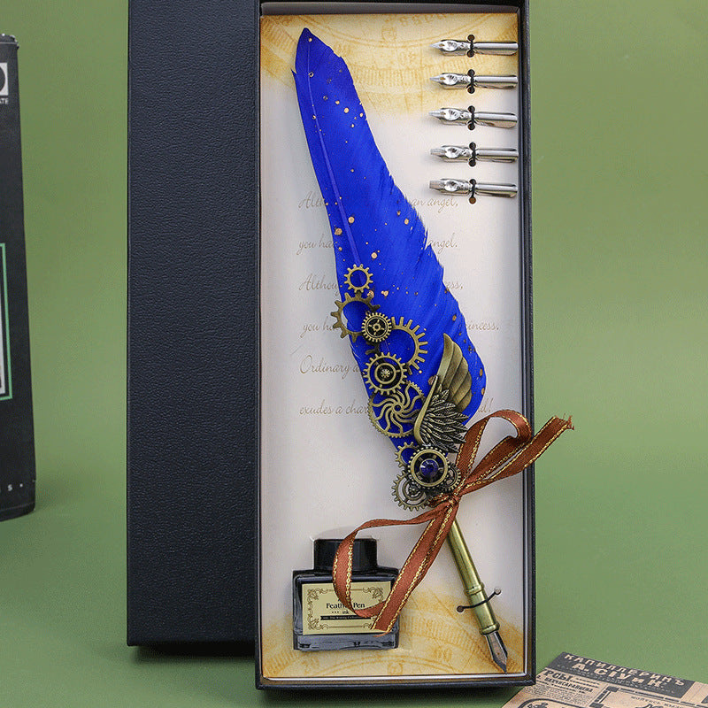Wholesale Retro feather pen mechanical  gears gift box
