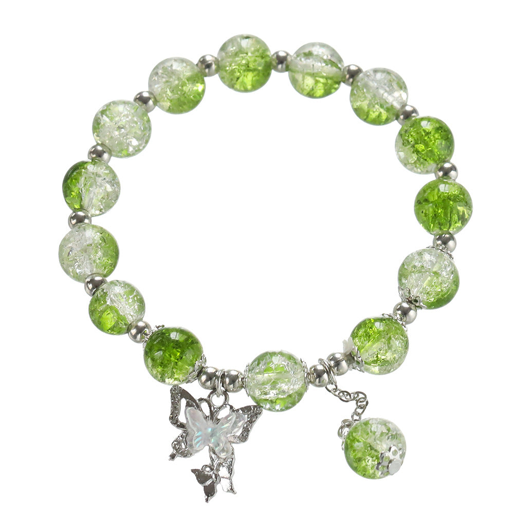 Wholesale Blue Butterfly Artificial Crystal Beaded Bracelet Chinese Style Chic Fashion Accessory Travel Souvenir Gift