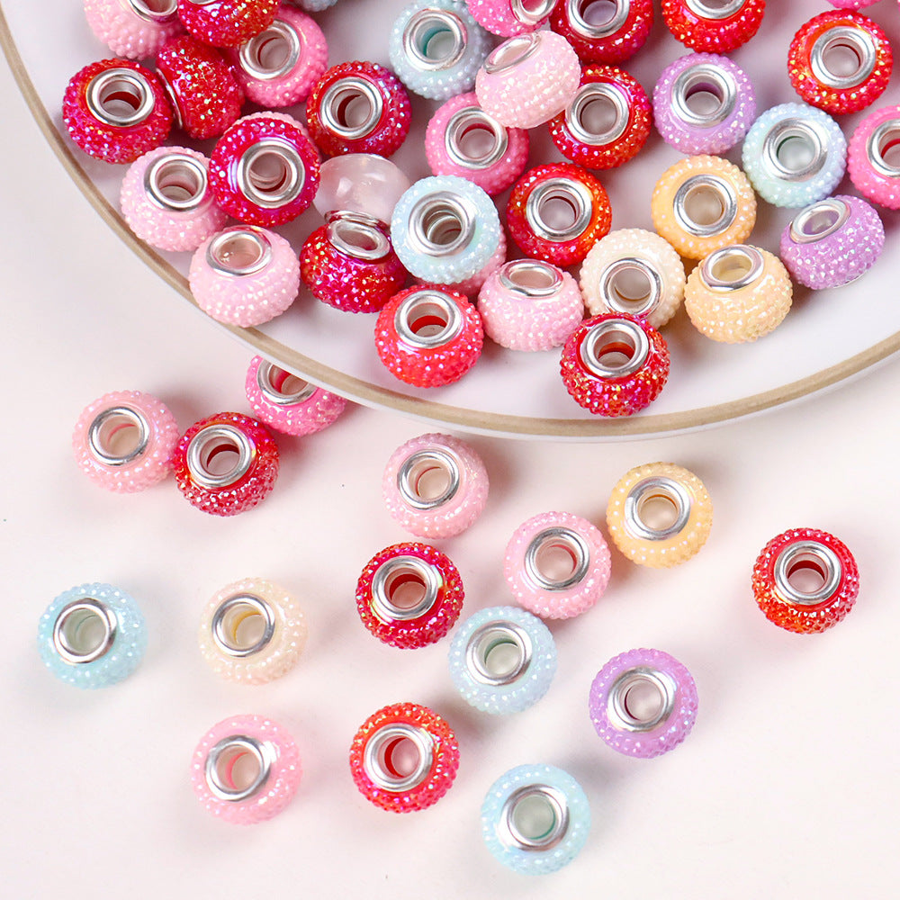 Wholesale100pcs  Big Hole Beads Gypsophila Resin Big Hole Beads DIY Jewelry