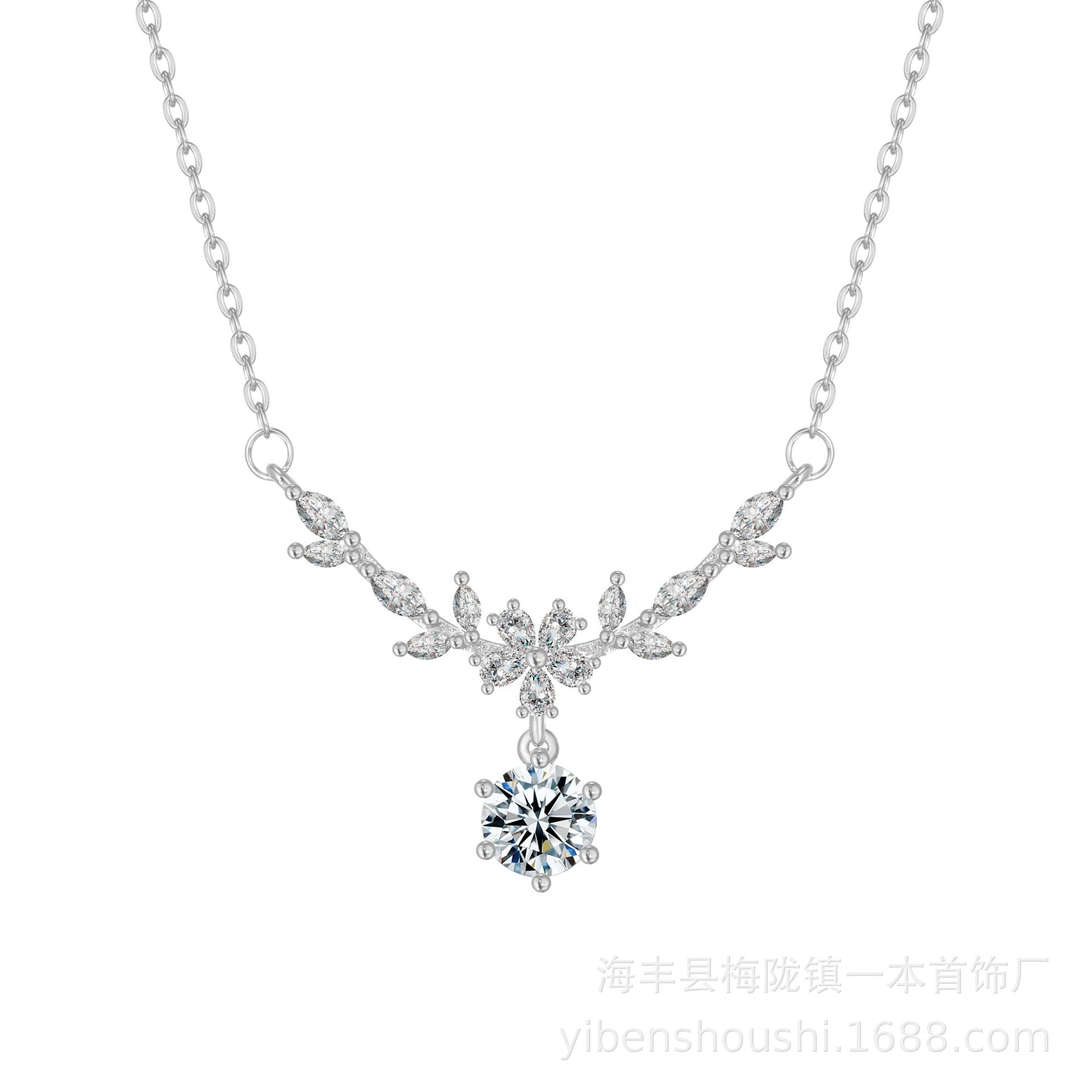 Wholesale Floral Wheat Ear Design Titanium Steel Necklace Electroplated Jewelry Accessory for Women