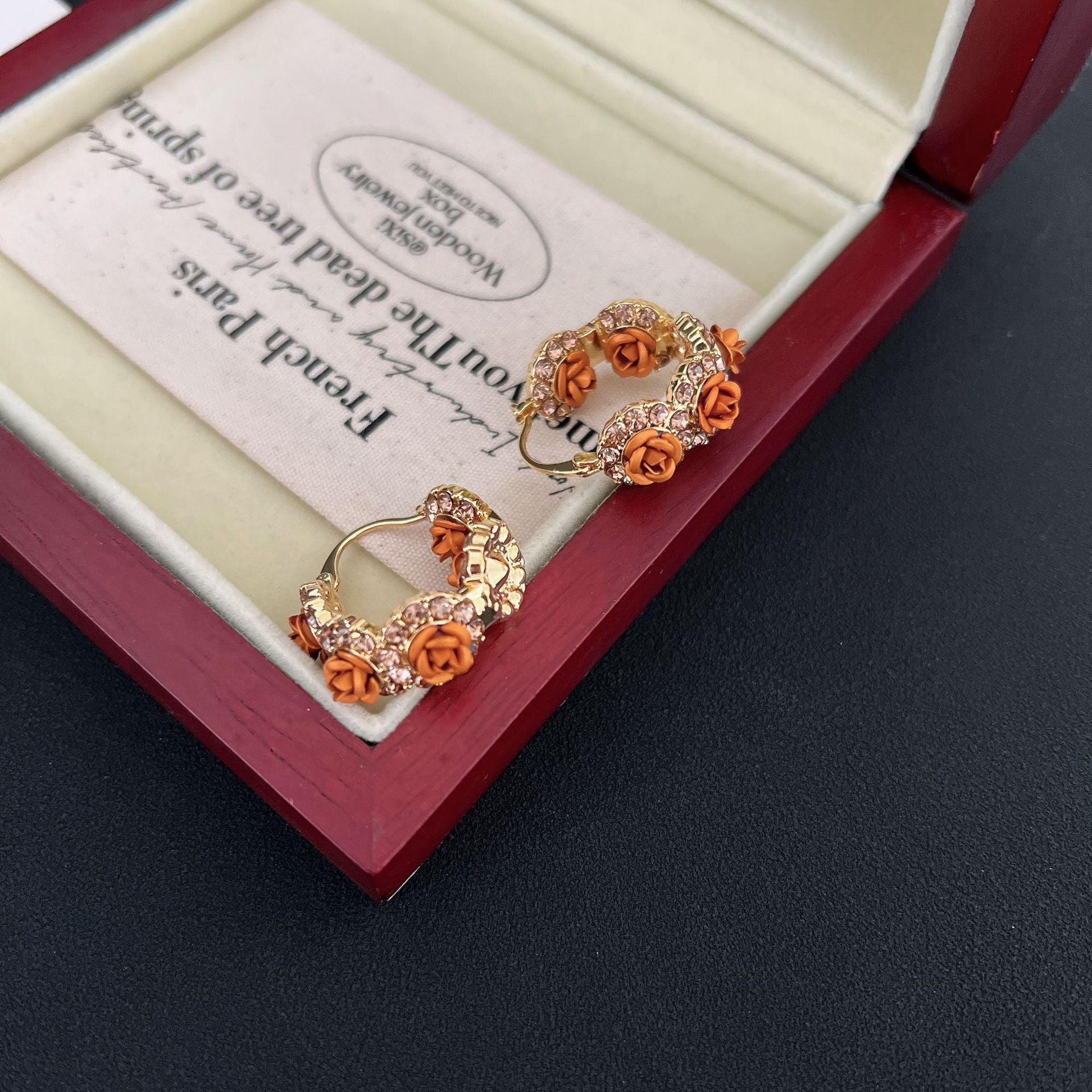Wholesale Light Luxury Rose Zircon Earrings ACC-ES-ZhiRui002