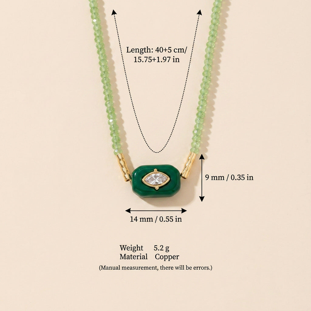 Wholesale Fashion Evil Eye Zircon Bead Necklace Gold Plated Copper Purple Jewelry Accessory