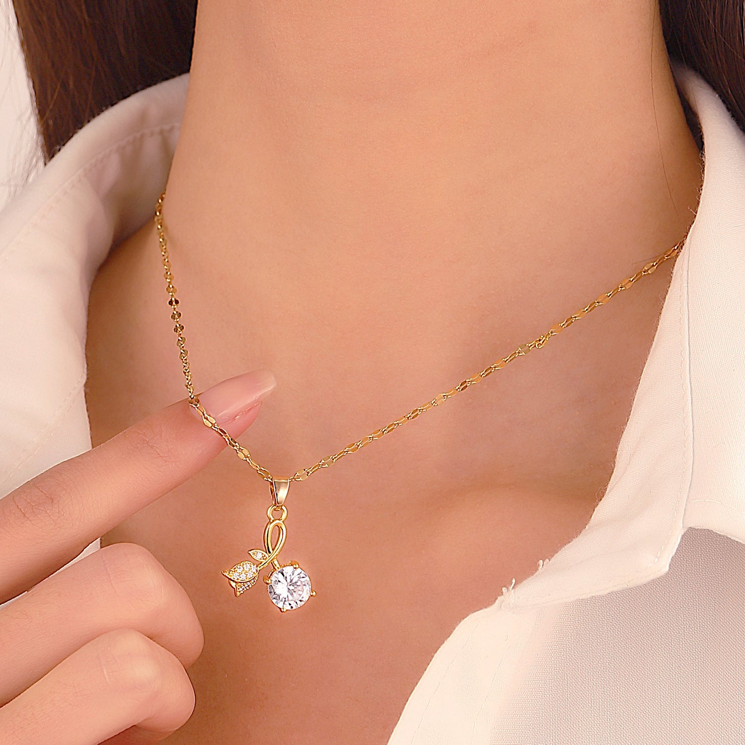Wholesale Love Rose Necklace  Flower Heart-shaped Clavicle Chain