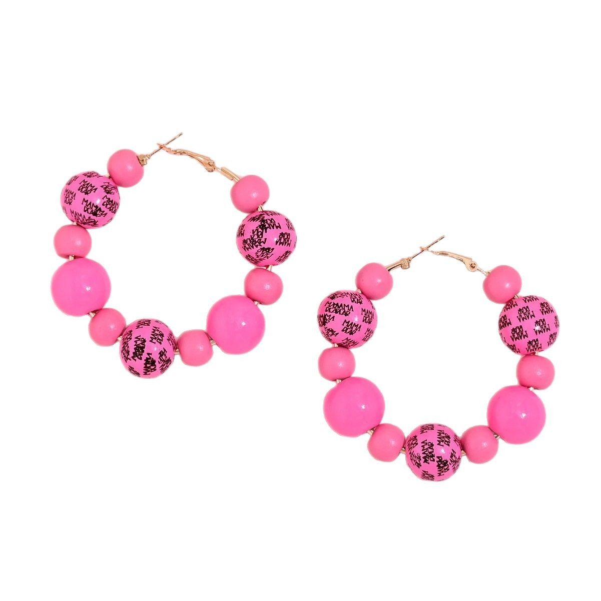 Wholesale  mother's day fashion creative mama letters love printed wooden beads earrings