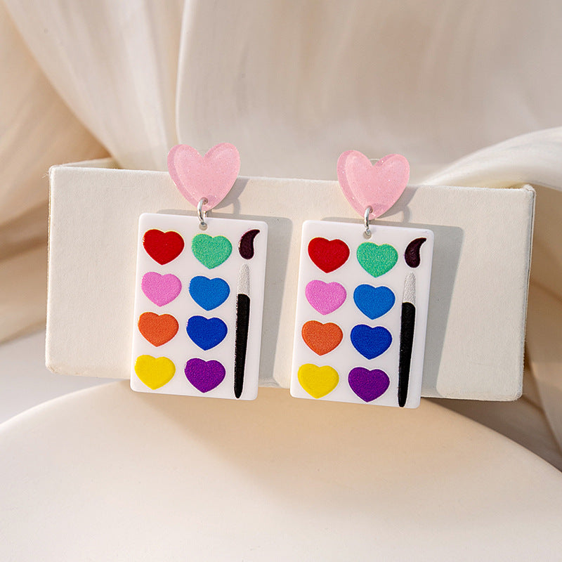 Wholesale Color Drawing Board Acrylic Earrings ACC-ES-ZhuiWo002