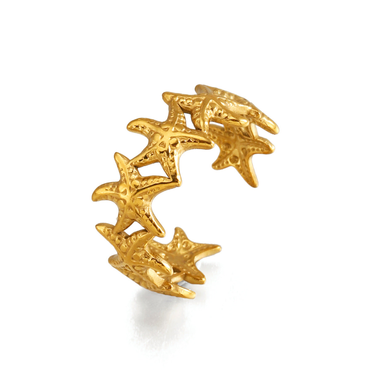 Wholesale Starfish Gold-Plated Stainless Steel Ring Fashion Accessory Gift