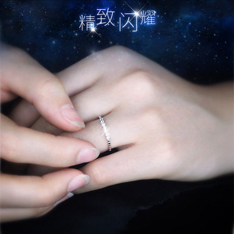 Wholesale 925 Sterling Silver Fine Row Diamond Ring