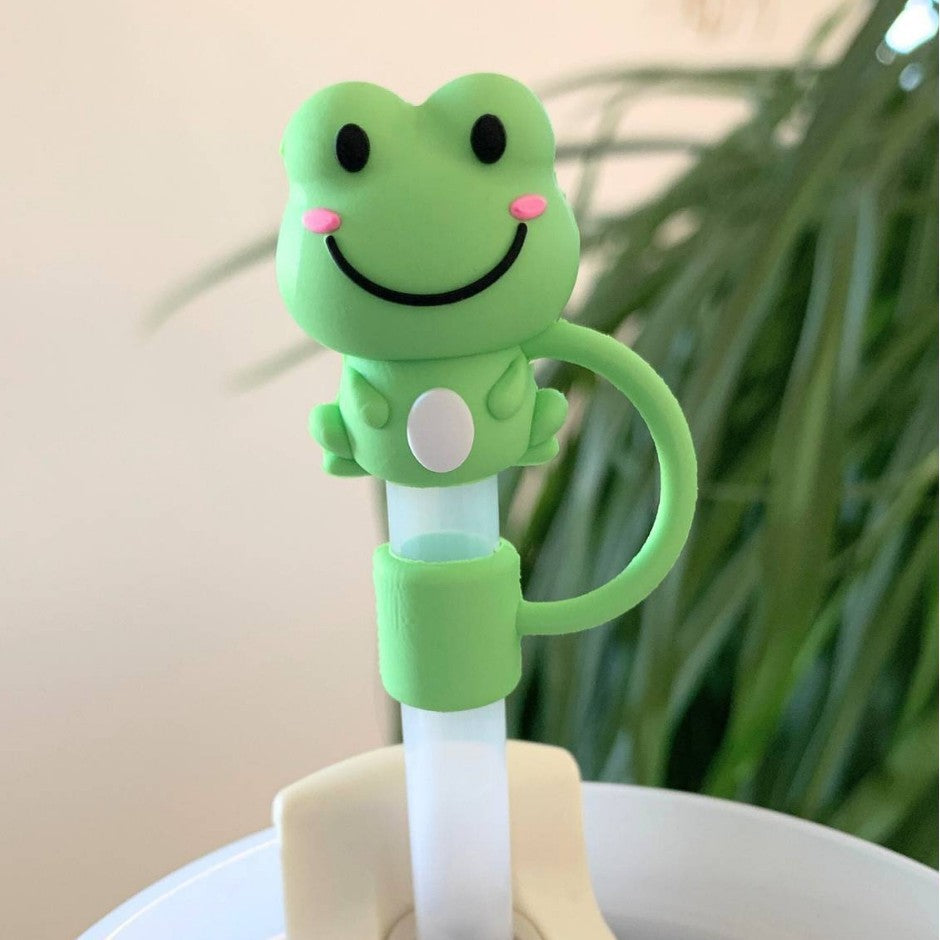 Wholesale  10mm Cute Frog Duck Animal PVC Soft Straw Tube Cap