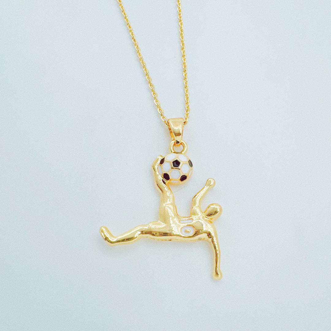 Wholesale Gold Plated Copper Football Pendant Necklace