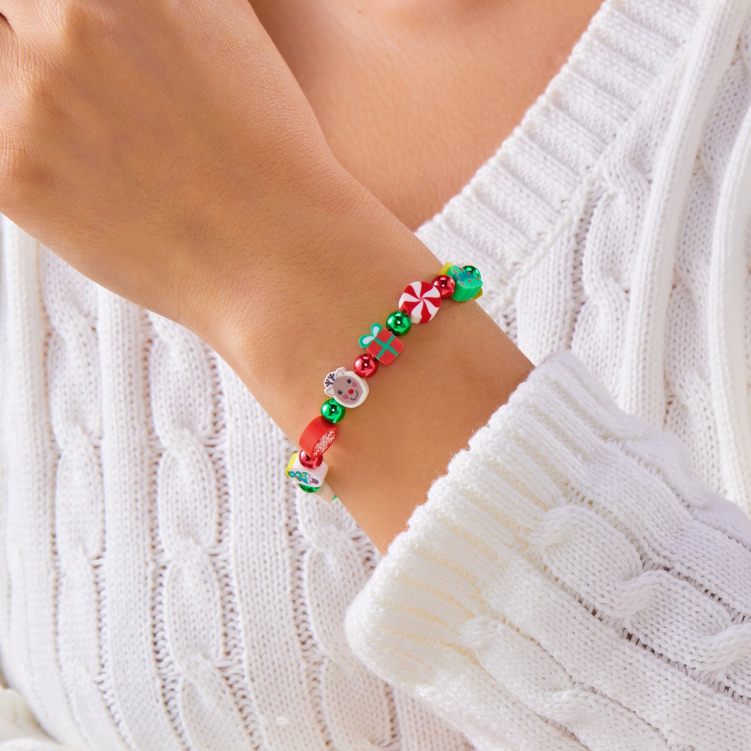 Wholesale Christmas tree soft ceramic beaded bracelet