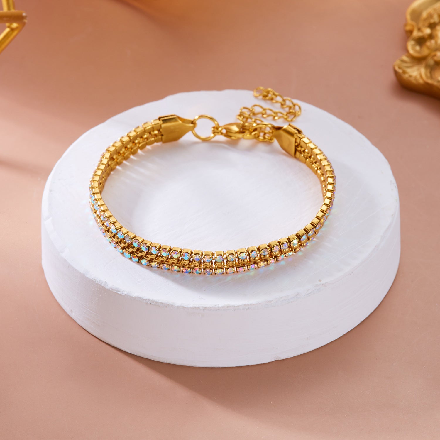 Wholesale Stainless Steel Diamond Bracelet Color Zircon Rhinestone Claw Chain