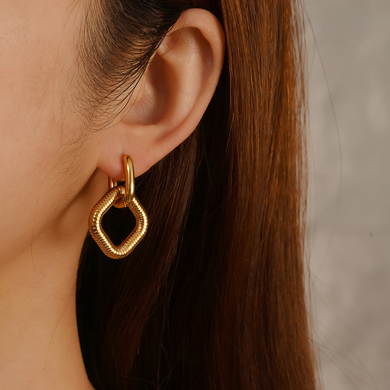 Wholesale Square pendant stainless steel earrings