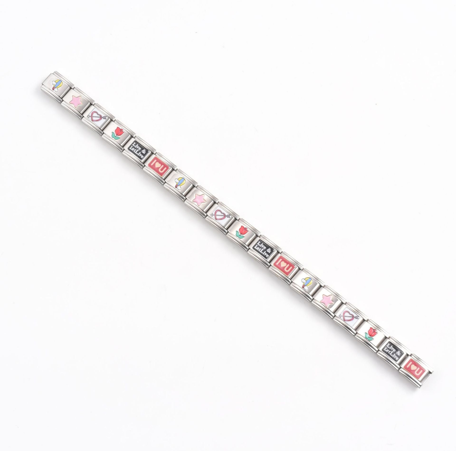 Wholesale Stainless Steel Interlocking Charm Bracelet with Stars and Moon - Everyday Fashion Accessory