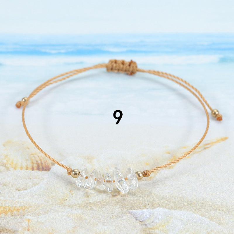 Wholesale  gravel bracelet irregular raw paraffin braided bracelet
