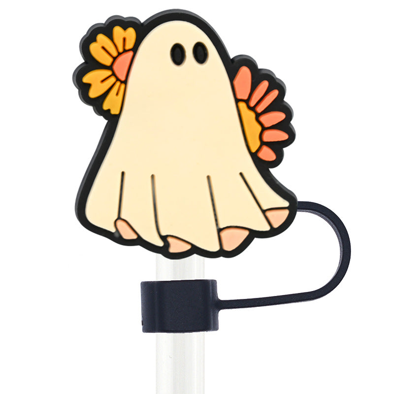 Wholesale Random 100pcs Halloween 10mm PVC Soft Straw Tube Cap ACC-SCR-RYY085