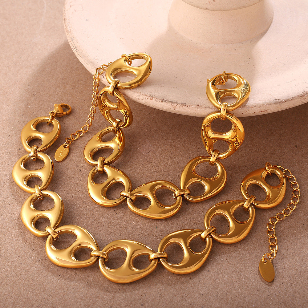Wholesale Simple Geometric Buckle ing Jewelry Trendy Personality Exaggerated Style Pig Nose Bracelet