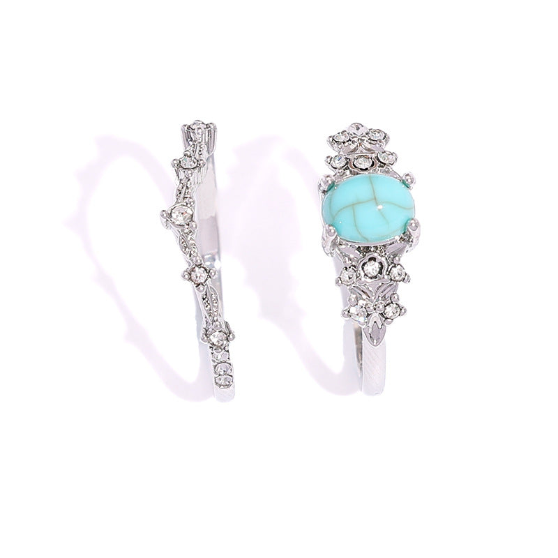 Wholesale  Turquoise Women's Two-piece Ring