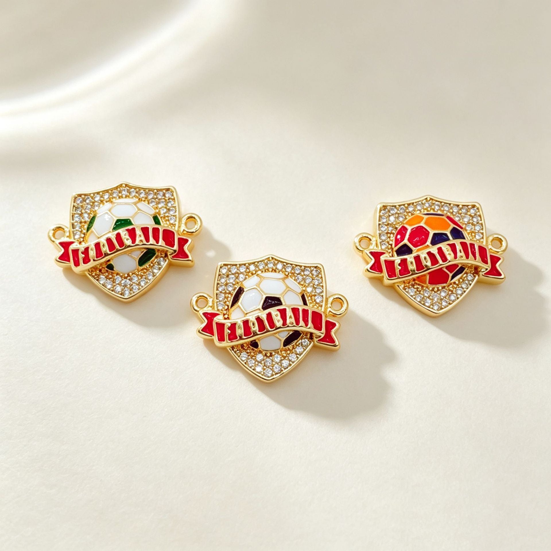 Wholesale Soccer Football Drop Pendant Gold Tone Enamel Charm Car Key Accessory Gift