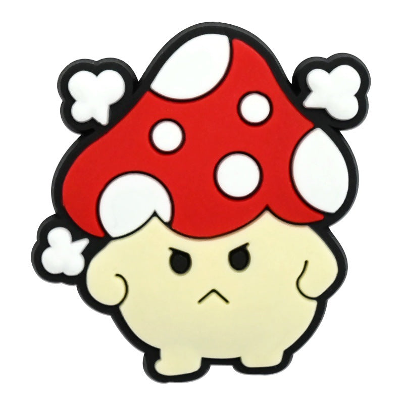 Wholesale   Random 100pcs Creative Cute cartoon mushroom series  PVC Soft Rubber Shoe Buckle Decoration
