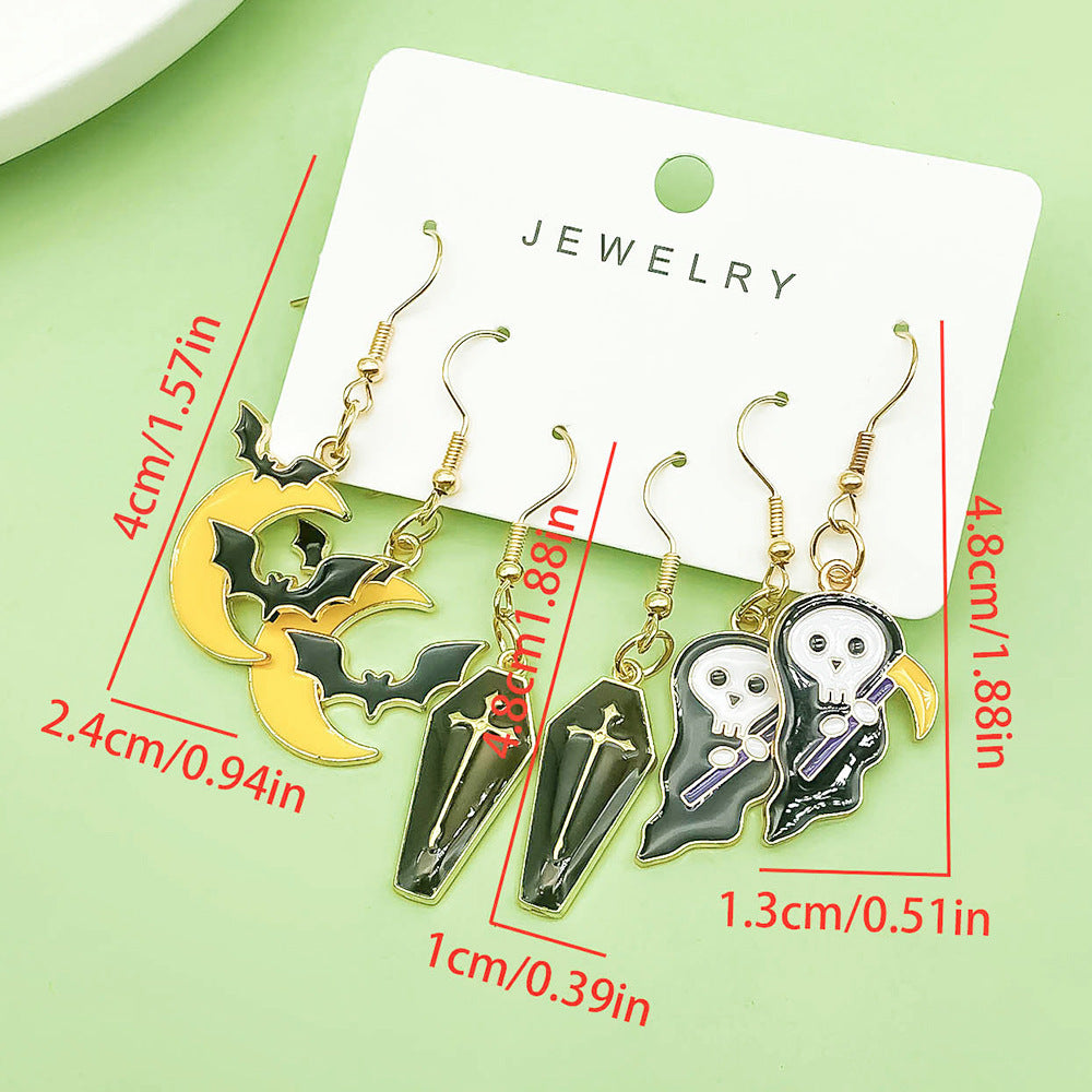 Wholesale  skull  pumpkin alloy oil drop earrings