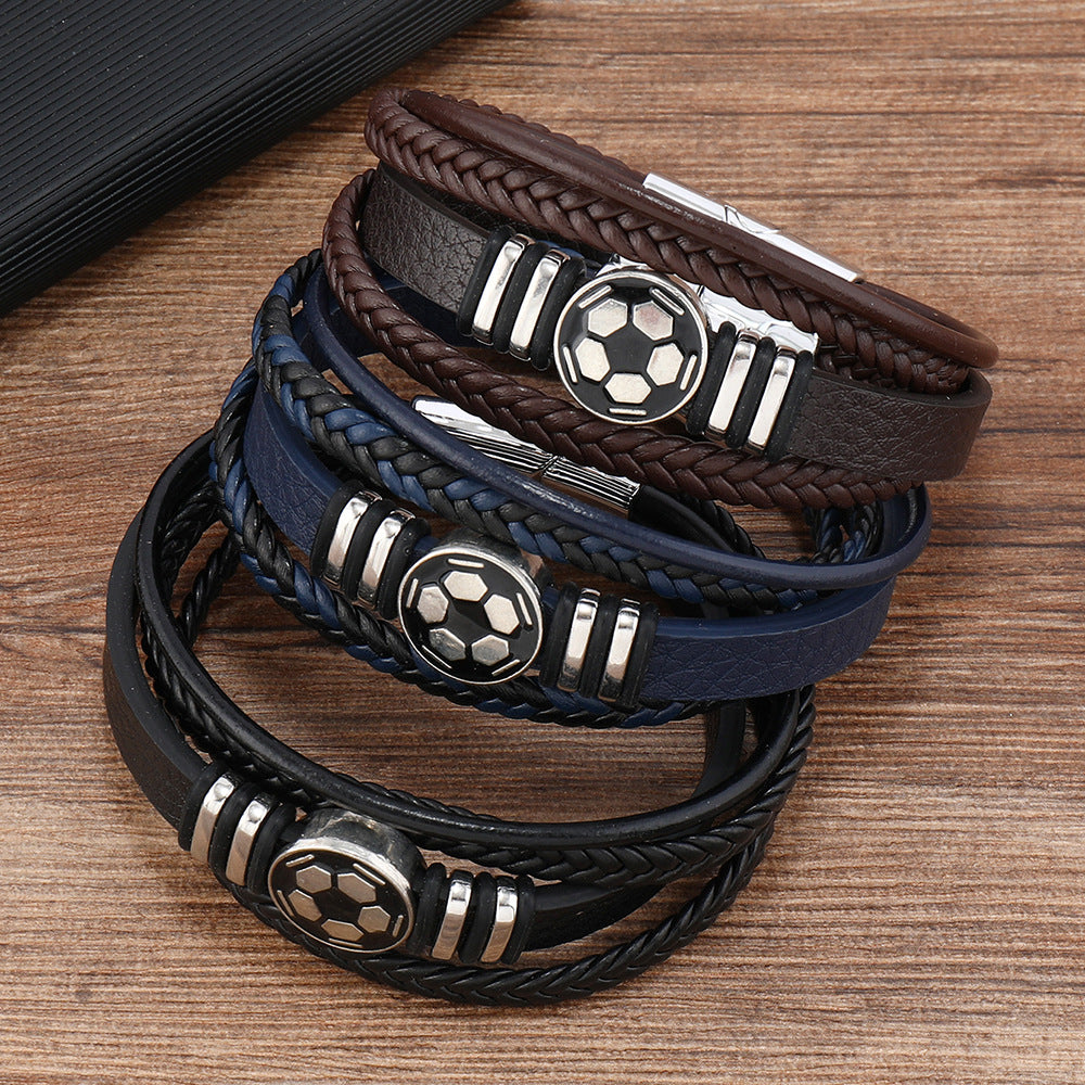 Wholesale Leather multi-layered football bracelet