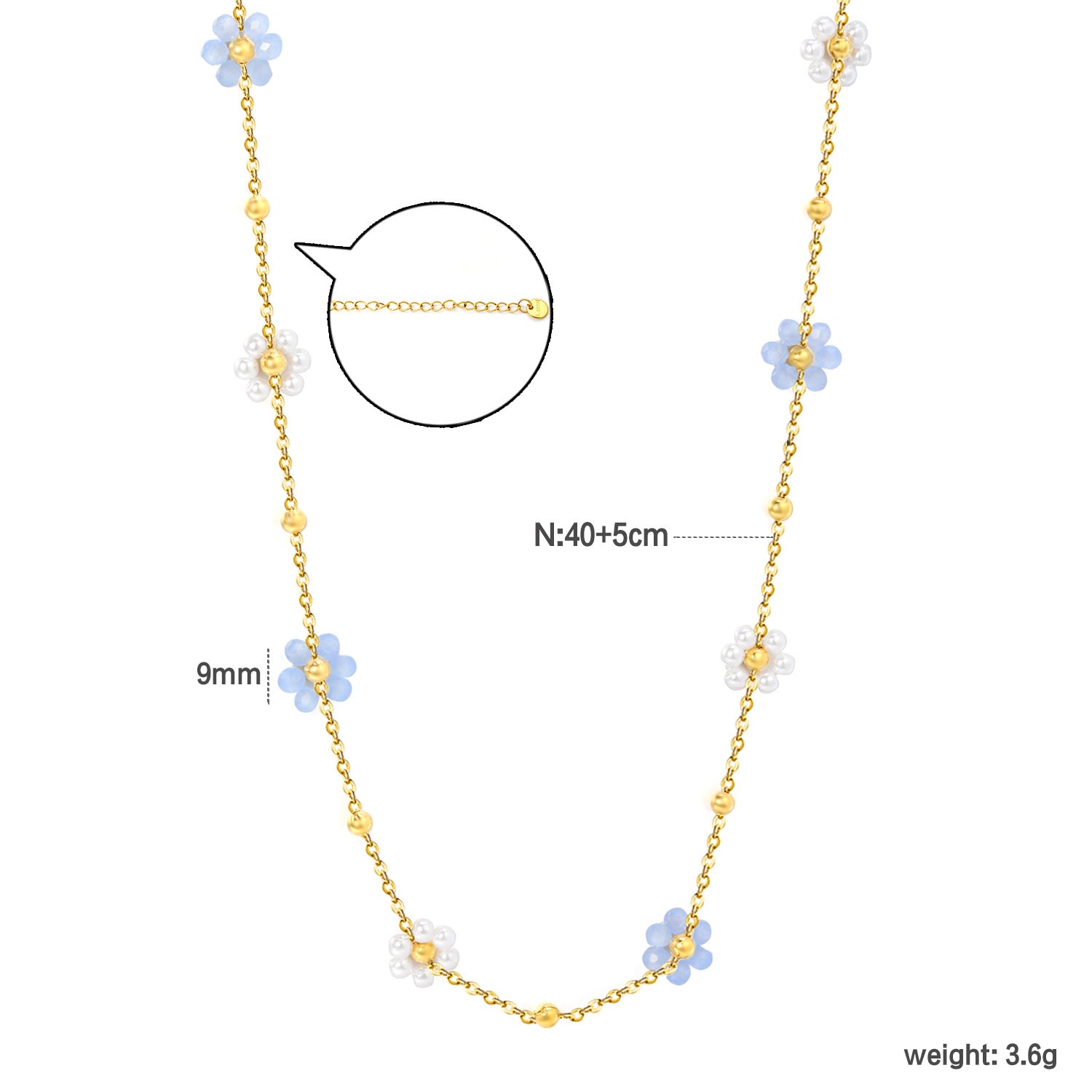 Wholesale Stainless Steel Colorful Pearl and Flower Clavicle Necklace