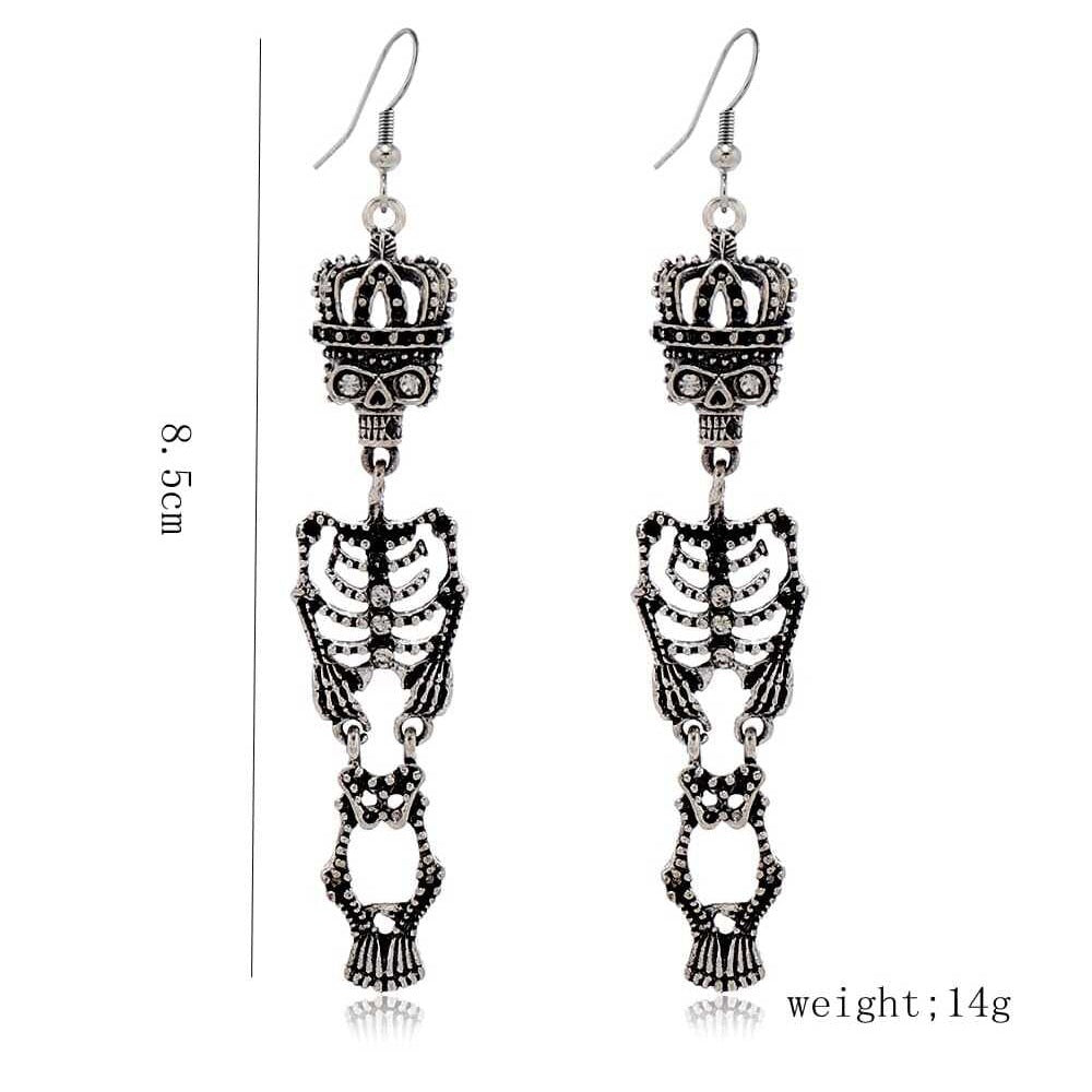 Wholesale Geometric Skull Drop Earrings Ancient Silver Alloy Fashion Jewelry Accessory