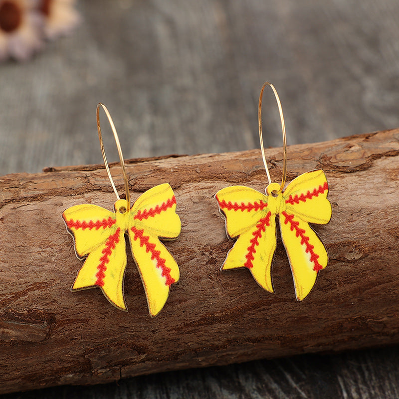 Wholesale Bow Rugby Acrylic Earrings