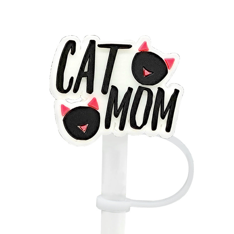 Wholesale 10pcs Cute Cat 10mm PVC Straw Cover Soft Straw Tube Cap ACC-SCR-YiBang013