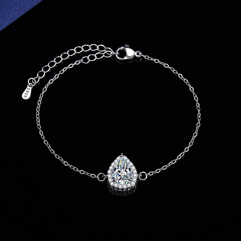 Wholesale Live Broadcast Hot-Selling New Water Drop Bracelet Inlaid with Eight Hearts and Eight Arrows Zircon Imitation Moissanite Bracelet Bracelet