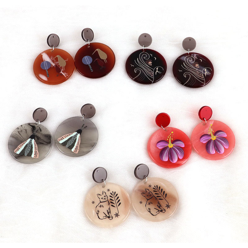 Wholesale retro small fresh geometric acrylic earrings