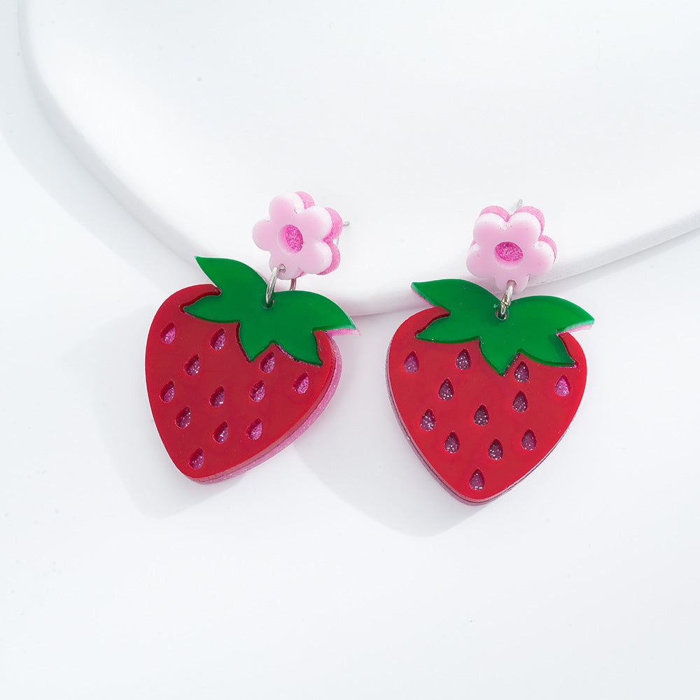 Wholesale Creative Handmade Strawberry Acrylic Earrings ACC-ES-AnDao032