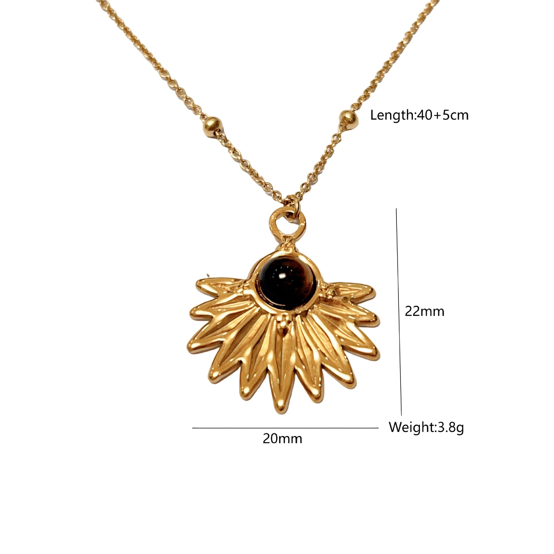 Wholesale  Yellow Tiger Stone Pendant Necklace Natural Stone Stainless Steel Jewelry