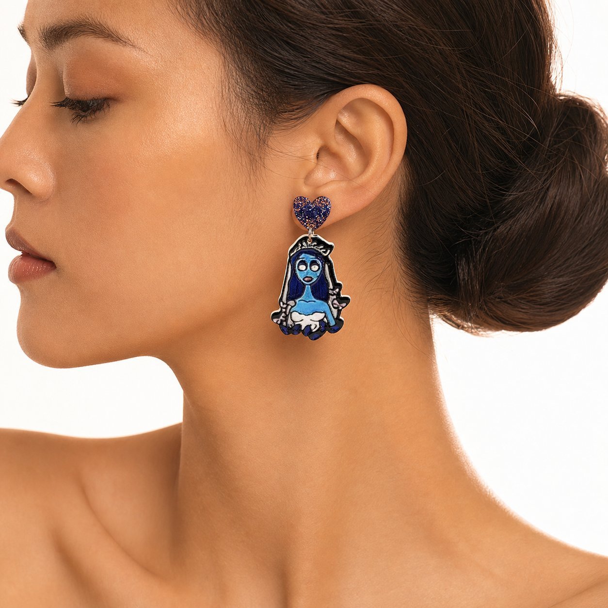 Wholesale  Spooky Ghost Earrings Asymmetric Alloy Rhinestone Jewelry Accessory for Resale