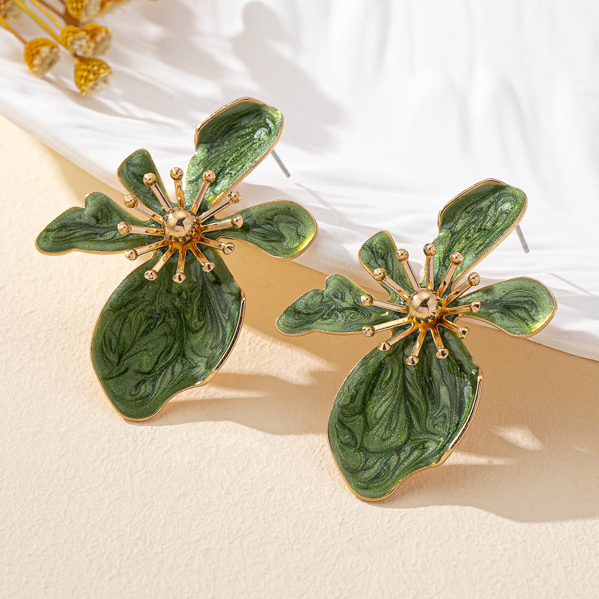 Wholesale Creative Colorful Metal Irregular Design Large Flower Earrings Holiday Style Earrings