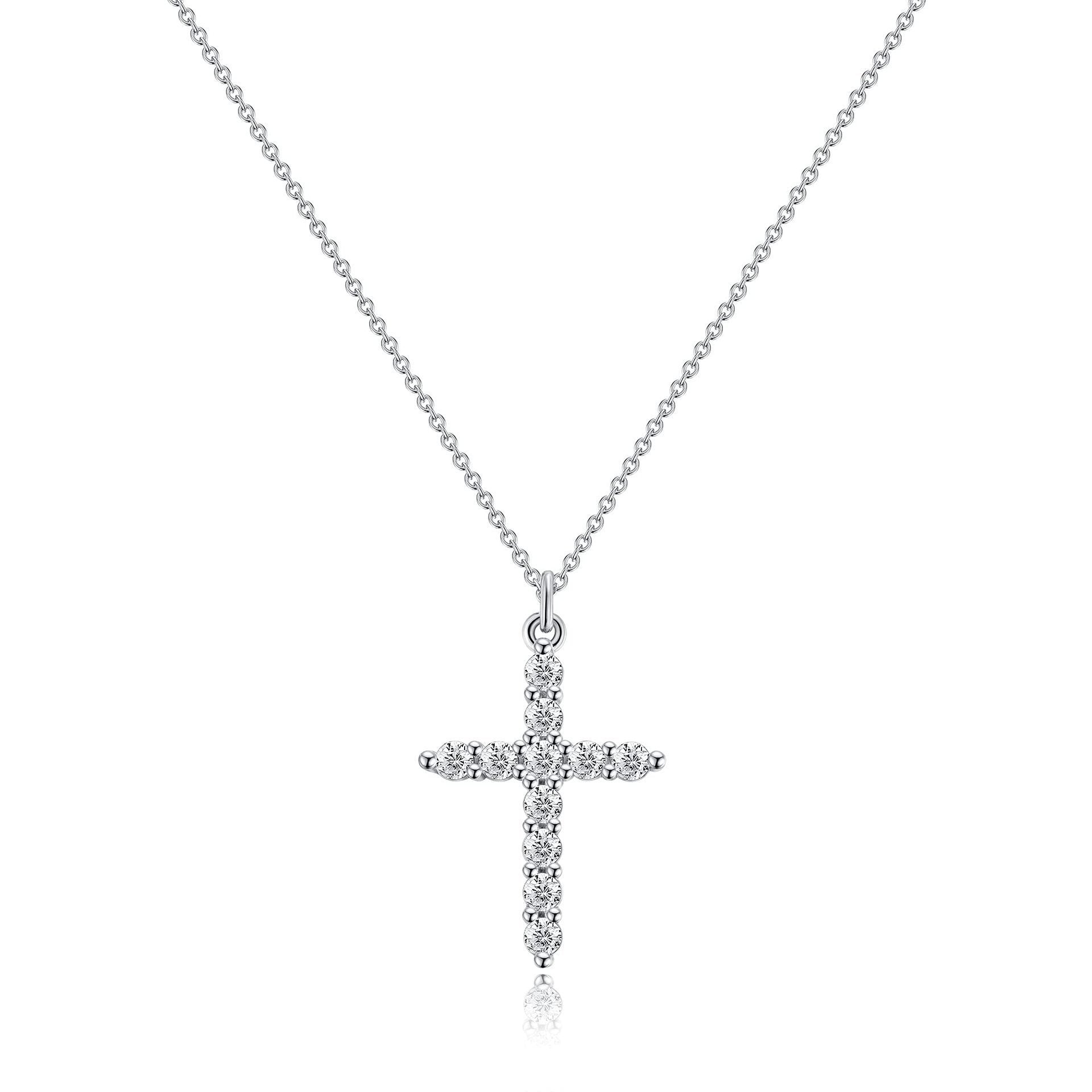 Wholesale brass real gold electroplated inlaid zircon cross necklace