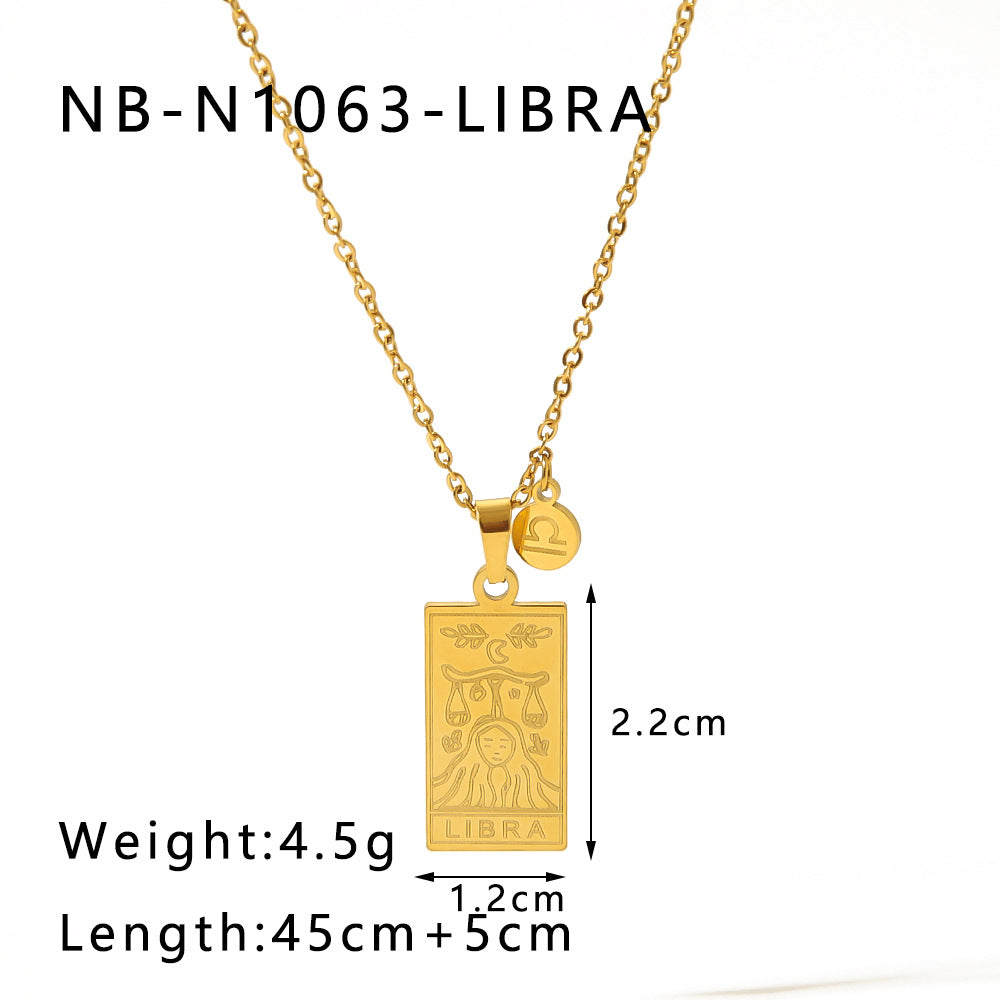 Wholesale Stainless Steel Zodiac Sign 18k Gold Plated Titanium Steel Clavicle Chain Choker Necklace ACC-NE-Xiny002