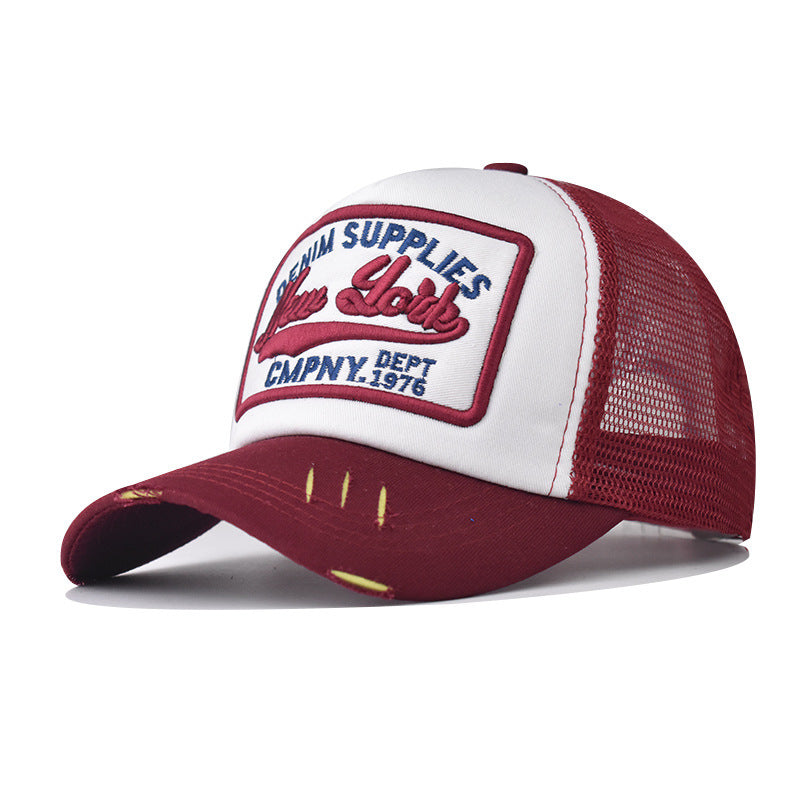 Wholesale New York 3D Embroidered Breathable Mesh Baseball Cap For Outdoor Summer