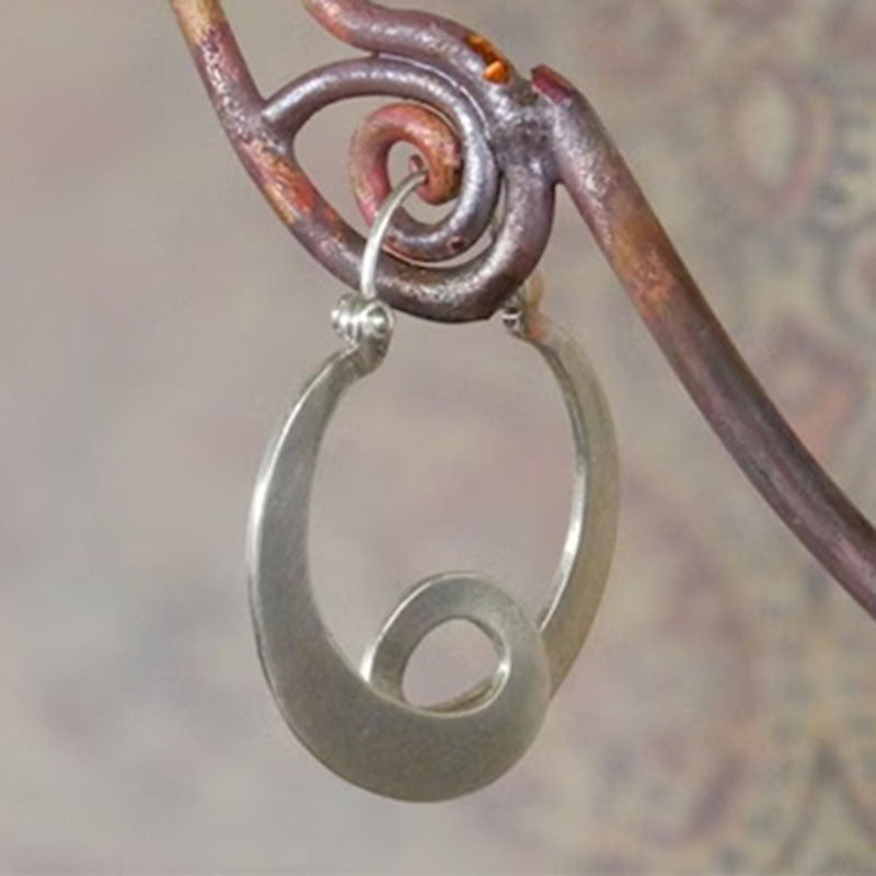 Wholesale Geometric Gypsy Curved Metal Earrings Vintage Hollow Curly Ancient Silver Earrings