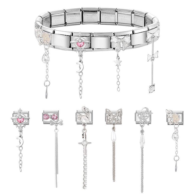Wholesale Italian Charm Bracelet 9mm DIY Splicing Cute Creative Stainless Steel Composable Bracelet